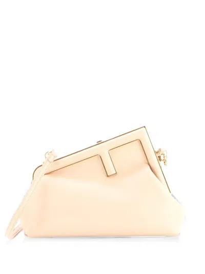 Pre-owned Fendi First Bag Leather Small Clutch Bag In Neutrals