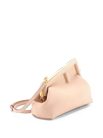 Pre-owned Fendi First Bag Leather Small Clutch Bag In Neutrals