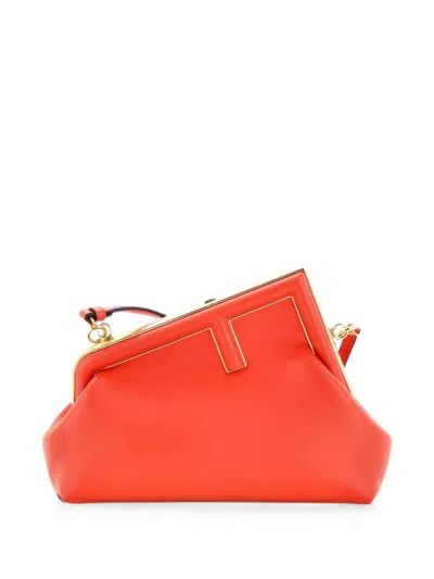 Pre-owned Fendi First Bag Leather Small Clutch Bag In Red