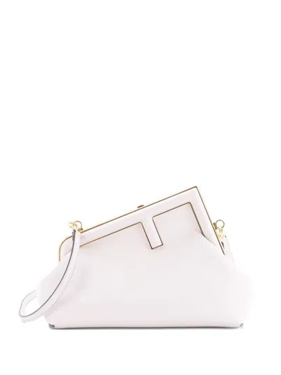 Pre-owned Fendi First Bag Leather Small Clutch Bag In White