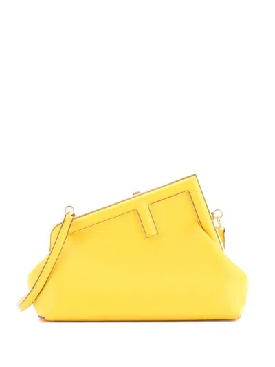 Pre-owned Fendi First Bag Leather Small Clutch Bag In Yellow