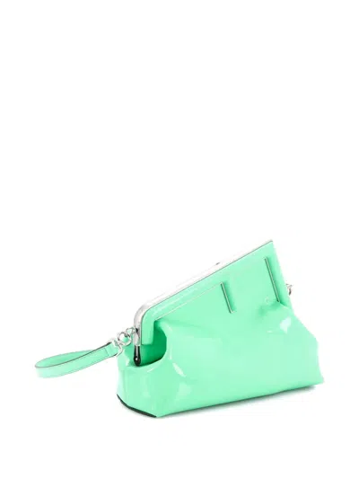 Pre-owned Fendi First Bag Patent Midi Shoulder Bag In Green