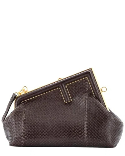 Pre-owned Fendi First Bag Python Small (authentic Pre-loved) In Brown