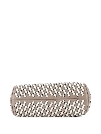 Pre-owned Fendi First Bag Woven Leather Small Clutch Bag In Neutral
