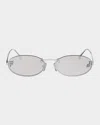 Fendi First Crystal 54mm Oval Sunglasses In Metallic