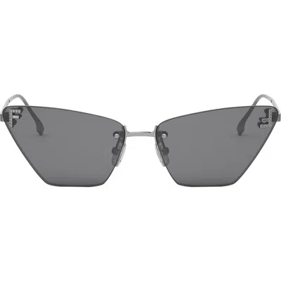 Fendi Fe4160us Cat-eye Crystalized Logo Sunglasses In Silver