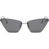 Fendi Fe4160us Cat-eye Crystalized Logo Sunglasses In Shiny Light Ruthenium/smoke