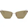 Fendi Fe4160us Cat-eye Crystalized Logo Sunglasses In Shiny Rose Gold/brown