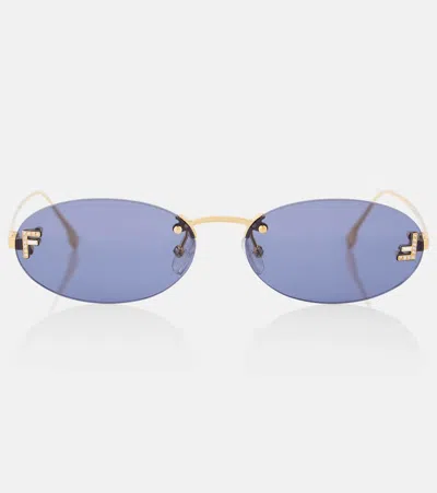 Fendi First Rimless Oval Metal Sunglasses In Shiny Endura Gold