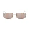 Fendi First Crystal Gold Rectangular Sunglasses In Brown