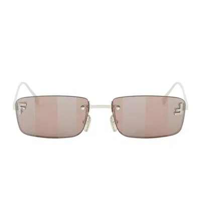 Fendi First Crystal Gold Rectangular Sunglasses In Multi