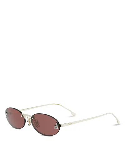 Fendi First Crystal Oval Sunglasses, 54mm In Metallic