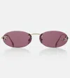Fendi First Crystal Oval Sunglasses In Pink