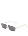 Fendi First Crystal Rectangle Sunglasses, 54mm In Gold/smoke