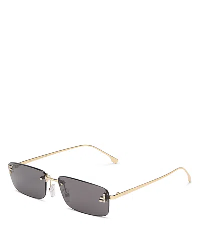 Fendi First Crystal Rectangle Sunglasses, 54mm In Gold/smoke