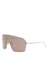 Fendi First Crystal Rectangular Sunglasses, 139mm In Gold/tan Mirrored Solid