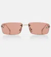 Fendi First Crystal Rectangular Sunglasses In Pink