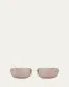 Fendi First Crystal Gold Rectangular Sunglasses In Neutral