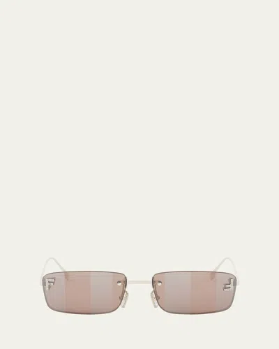 Fendi First Crystalized Logo Sunglasses In Gold/brown