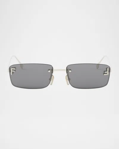 Fendi First Crystalized Logo Sunglasses In Goldsmoke