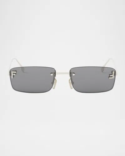 Fendi First Crystalized Logo Sunglasses In Silver