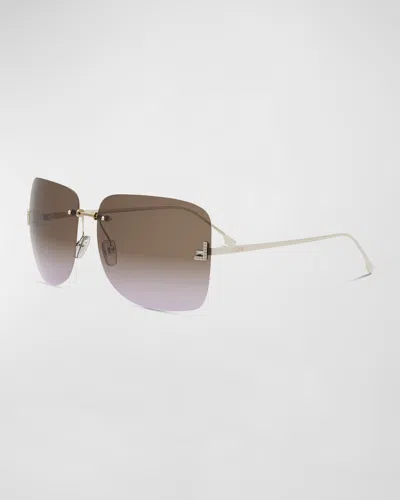 Fendi First Embellished Metal Square Sunglasses In Brown
