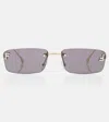 Fendi First Embellished Rectangular Sunglasses In Grey