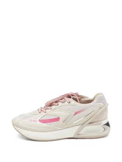 Pre-owned Fendi First Lace-up Sneakers In Neutrals