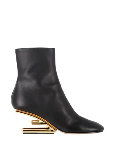 Pre-owned Fendi First Leather Ankle Boots In Black