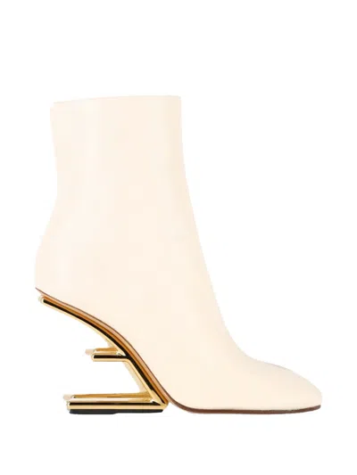 Pre-owned Fendi First Leather Ankle Boots In Neutral