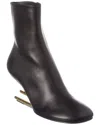 Fendi Lambskin Metallic F-heel Ankle Booties In Black