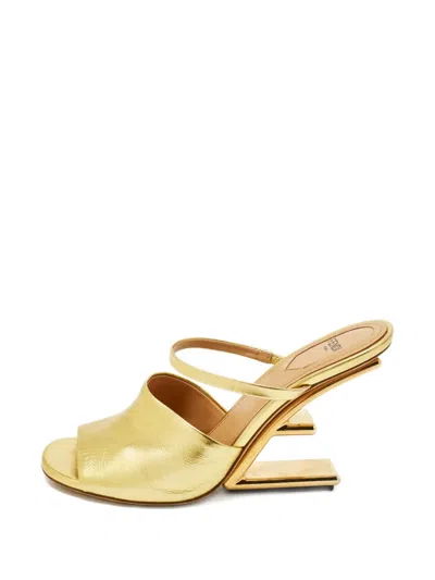 Pre-owned Fendi First Leather Open-toe Sandals In Gold