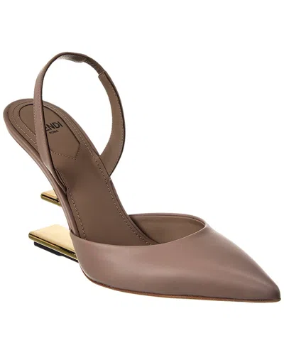 Fendi First Leather Slingback Pump In Beige