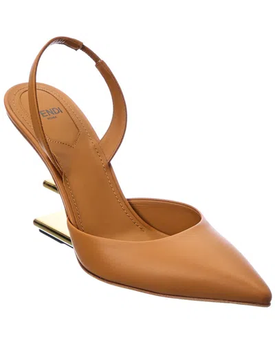 Fendi First Leather Slingback Pump In Brown