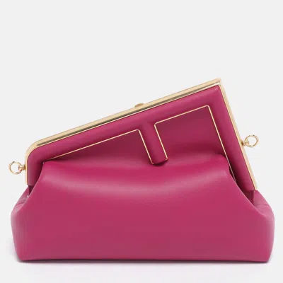 Pre-owned Fendi First Midi Shoulder Bag In Burgundy