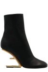 Fendi Lambskin Metallic F-heel Ankle Booties
