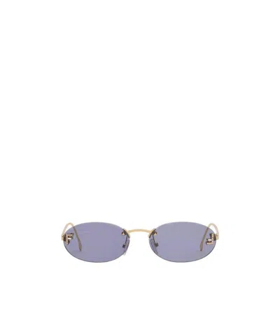 Fendi Rimless Oval-frame Crystal-embellished Gold-tone Sunglasses