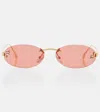 Fendi First Fe 4075us 30a Oval Sunglasses In Shiny Endura Gold / Bordeaux