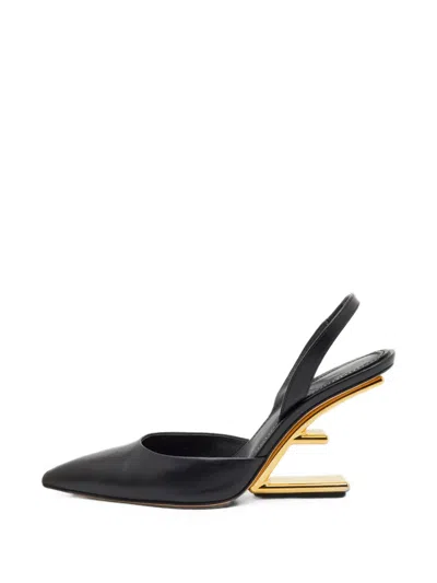 Pre-owned Fendi First Pointed-toe Slingback Pumps In Black