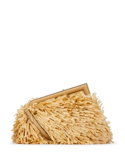 FENDI FENDI FIRST RAFFIA SHOULDER BAG