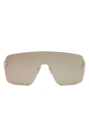 Fendi ' First Rectangular Shield Sunglasses In Solid Brown / Rose Gold Mirror