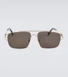 Fendi First Rectangular Sunglasses In Gold / Brown