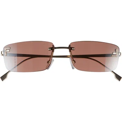 Fendi First Rimless Rectangular Sunglasses In Gold/brown Mirror