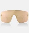 Fendi First Shield Sunglasses In Shiny Rose Gold/brown Mirror
