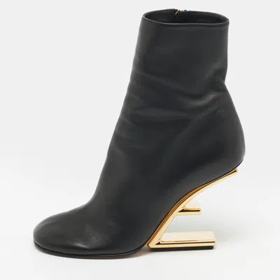 Pre-owned Fendi First Size 37 Black Leather Ankle Length Boots