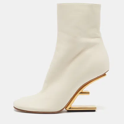 Pre-owned Fendi First Size 37 Cream Leather Ankle Length Boots