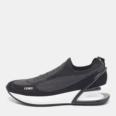 Pre-owned Fendi First Size 39 Black/grey Knit Fabric Slip On Sneakers