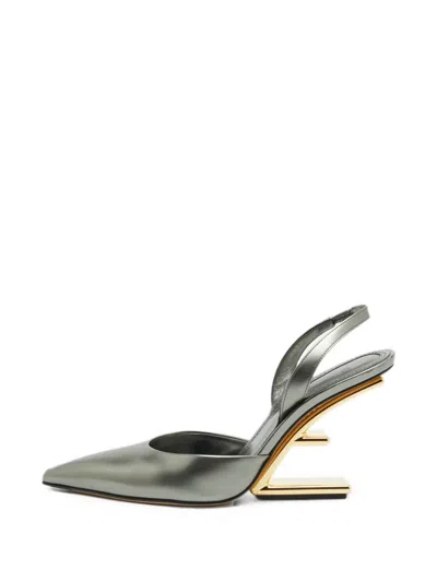 Pre-owned Fendi First Slingback Pumps In Gray
