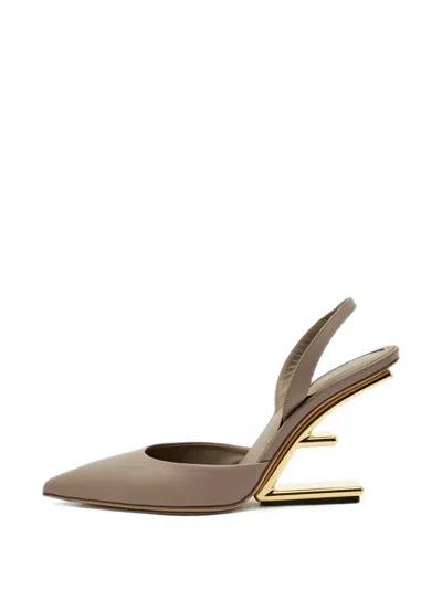 Pre-owned Fendi First Slingback Pumps In Neutrals