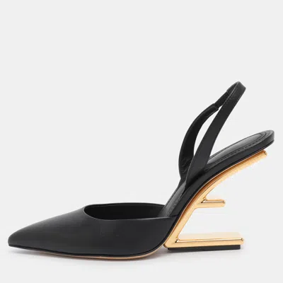 Pre-owned Fendi First Slingback Pumps Size 37 In Black